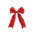 A Red Satin Bow Tied in a Simple Knot Royalty Free Stock Photo