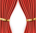 Red satin curtains with gold background Royalty Free Stock Photo