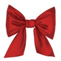 Red satin gift bow close-up.Ribbon. Isolated on white Royalty Free Stock Photo