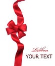 Red satin gift Bow. Ribbon Royalty Free Stock Photo