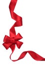 Red satin gift Bow. Ribbon Royalty Free Stock Photo