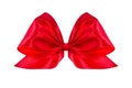 Red satin gift bow. Ribbon. Isolated on white. Royalty Free Stock Photo