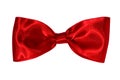 Red satin gift bow. Ribbon. Isolated on white. Royalty Free Stock Photo