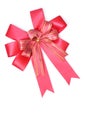 Red satin gift bow. Ribbon. Isolated on white Royalty Free Stock Photo