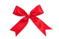 Red satin gift bow ribbon isolated on white Royalty Free Stock Photo