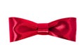 Red satin gift bow. Ribbon. Isolated on white. Royalty Free Stock Photo