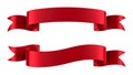 Red Satin Ribbon Banners Isolated Royalty Free Stock Photo