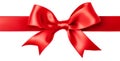 Red satin ribbon with bow isolated on white background Royalty Free Stock Photo