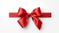 red satin ribbon and bow isolated on white background. Generative Ai Royalty Free Stock Photo