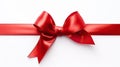 red satin ribbon and bow isolated on white background. Generative Ai Royalty Free Stock Photo