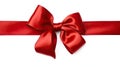 red satin ribbon and bow isolated on white background. Generative Ai Royalty Free Stock Photo