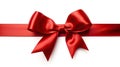 red satin ribbon and bow isolated on white background. Generative Ai Royalty Free Stock Photo