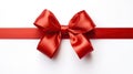 red satin ribbon and bow isolated on white background. Generative Ai Royalty Free Stock Photo