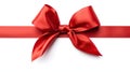 red satin ribbon and bow isolated on white background. Generative Ai Royalty Free Stock Photo