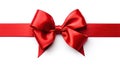 red satin ribbon and bow isolated on white background. Generative Ai Royalty Free Stock Photo