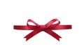 Red satin ribbon isolated on white. Holiday decor, christmas present decoration. Festive element Royalty Free Stock Photo