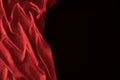 Red Satin Silk fabric flying on Black Background Royalty Free Stock Photo