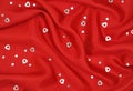 Red Satin with Silver Hearts Royalty Free Stock Photo