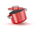 Red saucepan with a lid