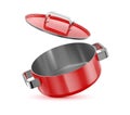 Red saucepan with a lid.