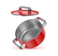 Red saucepan with a lid.