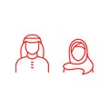 red Saudi People line art icon.