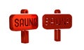 Red Sauna icon isolated on transparent background.