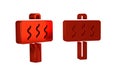 Red Sauna icon isolated on transparent background.