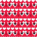 Red Scandinavian Love Birds Pattern Design