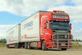 Red Scania With DB Schenker Trailer