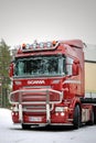 Red Scania R500 V8 Truck with Bull Bar