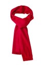 Red scarf isolated on white. Winter holidays design element. New year decor element.Christmas symbol Royalty Free Stock Photo