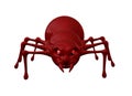 Red scary spider isolated on white 3D illustration. Royalty Free Stock Photo