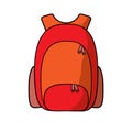 Red school backpack isolated. Back to school concept