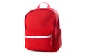 Red school backpack isolated on white Royalty Free Stock Photo