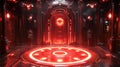 Red Sci-Fi Chamber with Illuminated Door Royalty Free Stock Photo
