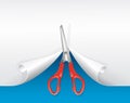 Red scissors and white paper Royalty Free Stock Photo