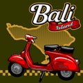 red scooter in the background of the island of bali Royalty Free Stock Photo