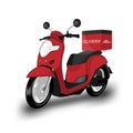 Red scooter delivery service isolated on white background  vector Royalty Free Stock Photo