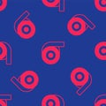 Red Scotch tape icon isolated seamless pattern on blue background. Roll adhesive tape. Insulating tape. Vector Royalty Free Stock Photo