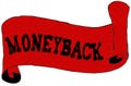 Red scroll paper with MONEYBACK text.