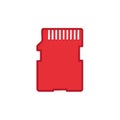 Red SD Card Icon Memory Storage Device Modern Symbol Electronic Chip Computer Equipment Tech Data Flat Royalty Free Stock Photo