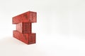 Red sea container isolated on white background. Logistics concept, fast delivery. 3D rendering, 3D visualization, 3D illustration