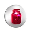 Red Sea cucumber in jar icon isolated on transparent background. Marine food. Silver circle button.