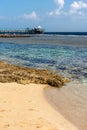 Red Sea Egypt - Pier above the Coral Reef and Beach Royalty Free Stock Photo