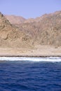 The Red Sea on the Gulf of Aqaba, surrounded by the mountains of the Sinai Peninsula, Dahab, Egypt Royalty Free Stock Photo