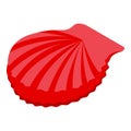 Red sea shell icon isometric vector. Underwater conch