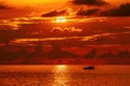 Red sea sunset scenery boat silhouette on  evening dusk Royalty Free Stock Photo