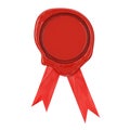 Red Seal Wax or Signet with Ribbon. 3d Rendering Royalty Free Stock Photo