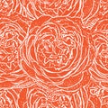 Red seamless monochrome pattern with roses.